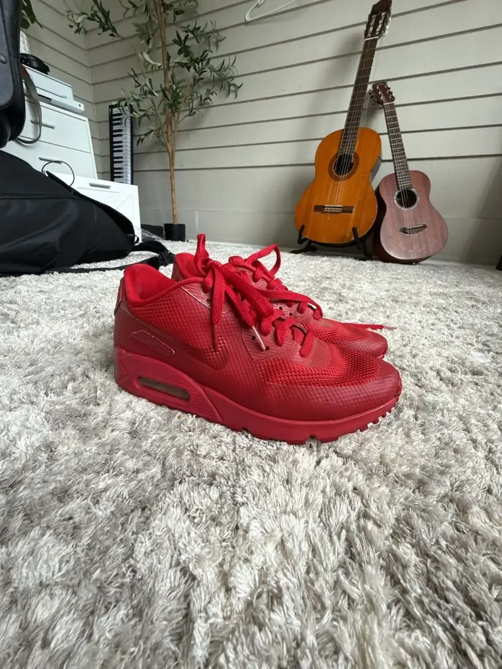 Nike Air Max 90 Hyperfuse PRM QS Red October ID Sneakers 653606-992 Size 7.5